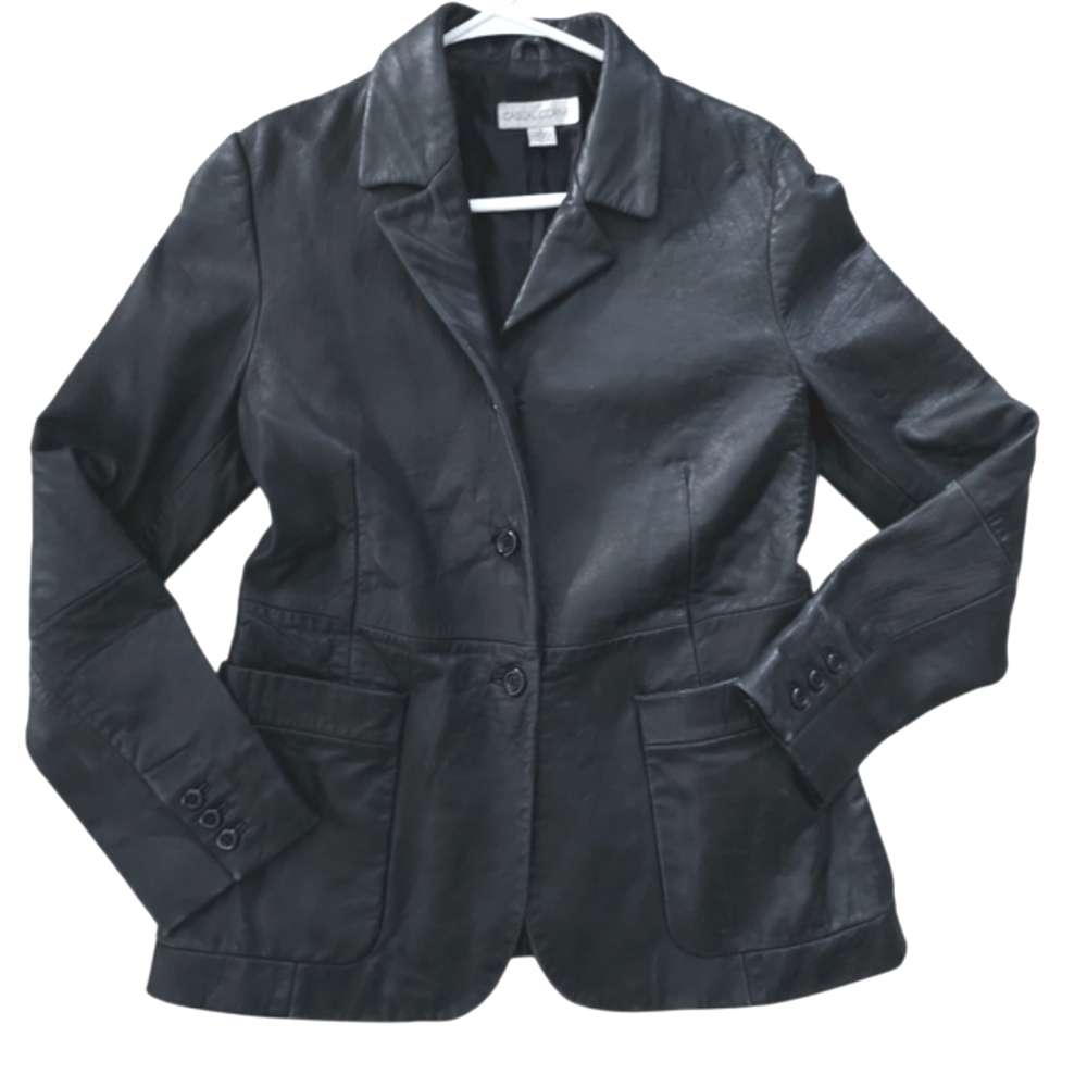 Vintage Casual Corner Black Leather Jacket